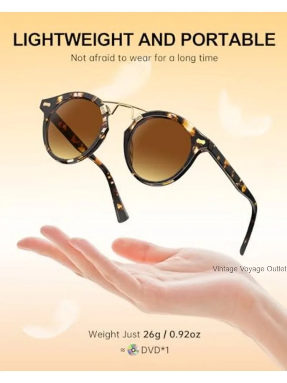 Round Retro Sunglasses for Women Polarized UV Protection TR90 Stainless Steel